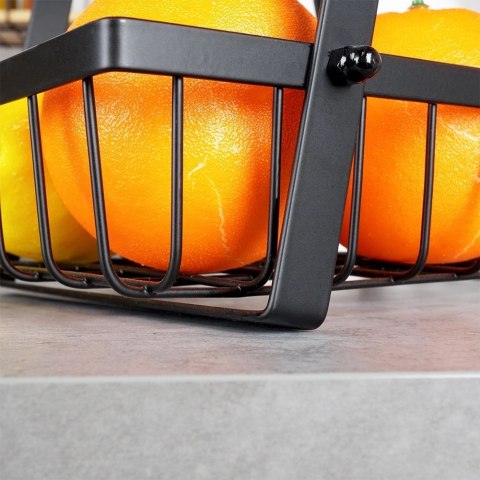 Koszyk na Owoce Warzywa 2 Poziomowy Metalowy Czarny 28 x 17,5 x 21 cm VILDE