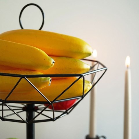 Koszyk na Owoce Warzywa 2-Poziomowy Metalowy Czarny Solidny VILDE 43 x 30cm