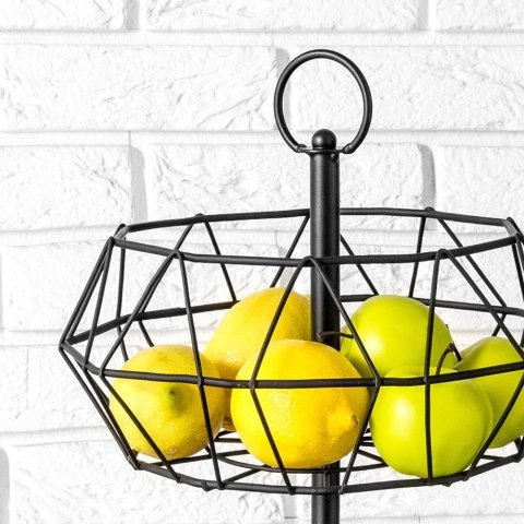 Koszyk na Owoce Warzywa 2-Poziomowy Metalowy Czarny Solidny VILDE 43,5x32cm