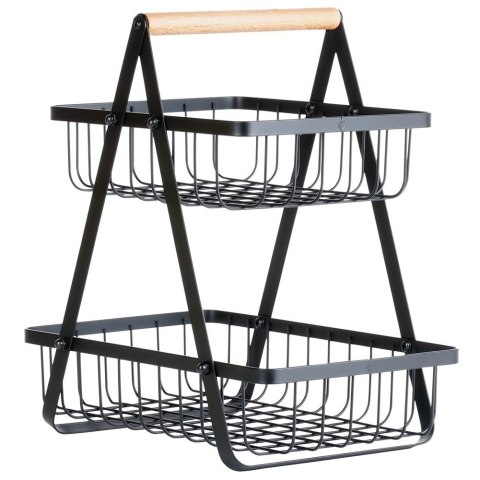 Koszyk na Owoce Warzywa 2-Poziomowy Metalowy Solidny VILDE 27x17,5x29 cm