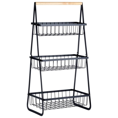 Koszyk na Owoce Warzywa 3-Poziomowy Metalowy Czarny VILDE 29 cm