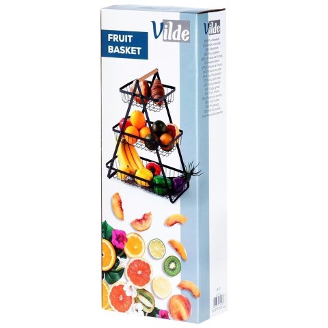 Koszyk na Owoce Warzywa 3-poziomowy Metalowy Czarny VILDE 34x17,5x46,5 cm