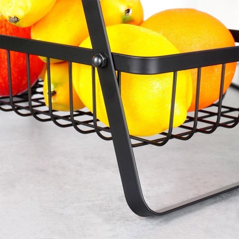 Koszyk na Owoce Warzywa 3-poziomowy Metalowy Czarny VILDE 34x17,5x46,5 cm