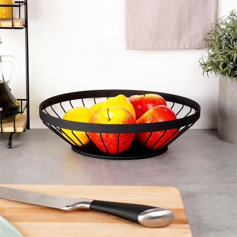 Koszyk na Owoce Warzywa Metalowy Czarny Ozdobny NAVA 28 cm
