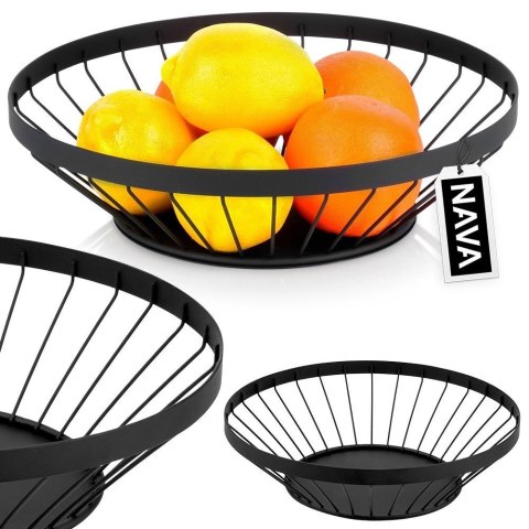 Koszyk na Owoce Warzywa Metalowy Czarny Ozdobny NAVA 28 cm