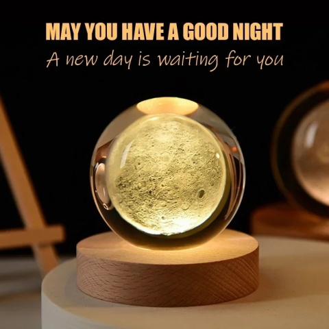 6cm 3D kryształowa kula szklana kula planeta ziemia drewniana podstawa układ słoneczny galaktyka