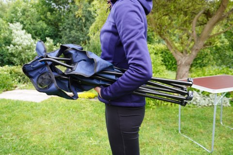 Krzesło Składane Kempingowe z Oparciem Turystyczne Lekkie Granatowe KUBISPORT