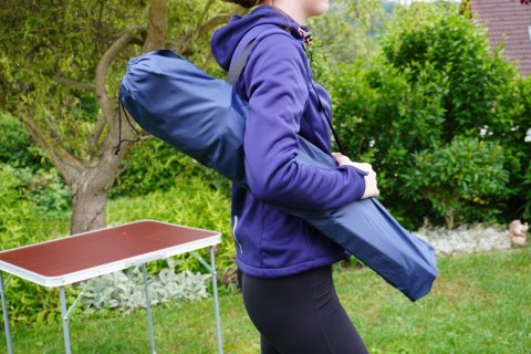 Krzesło Składane Kempingowe z Oparciem Turystyczne Lekkie Granatowe KUBISPORT