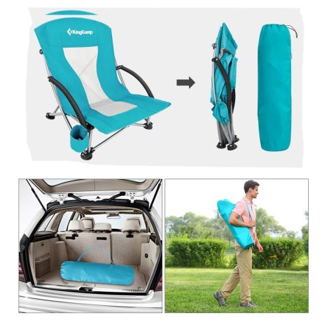 Krzesło Turystyczne Kempingowe Wędkarskie Składane KING CAMP Cyan Niskie