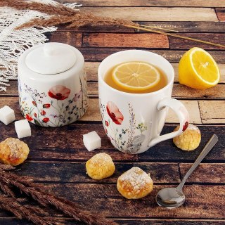 Kubek Porcelanowy 360 ml ORION Maki Kwiatowy Dekor do Zmywarki Mikrofalówki