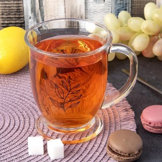 Kubek Szklany 450 ml ORION Grube Szkło z Motywem Liścia do Zmywarki