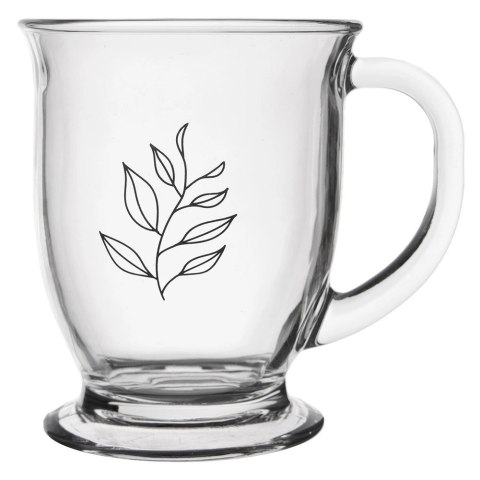 Kubek Szklany 450 ml ORION Grube Szkło z Motywem Liścia do Zmywarki
