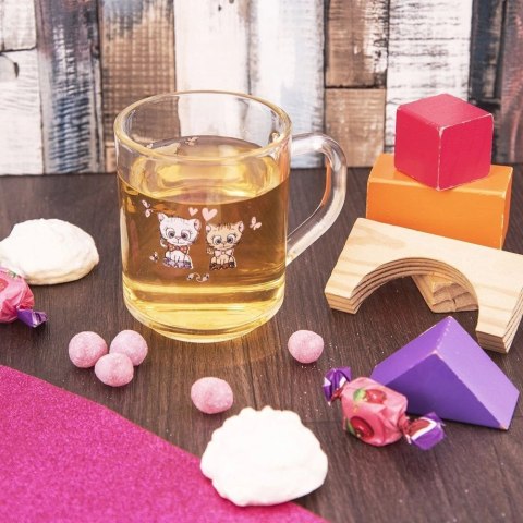 Kubek Szklany dla Dziecka KOTEK 230 ml ORION z Uchem do Zmywarki