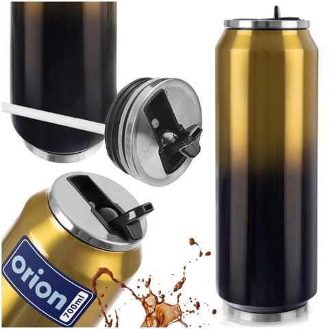 Kubek Termiczny Puszka 700 ml ORION Czarno Złoty Stal Nierdzewna Szczelny