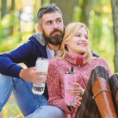 Kubek Termiczny Puszka Różowy Serce ORION 400 ml