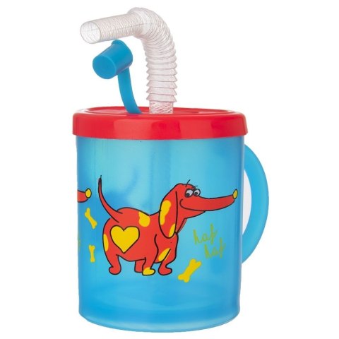 Kubek dla Dziecka ze Słomką Pies 260 ml ORION Pokrywka Wygodny BPA Free