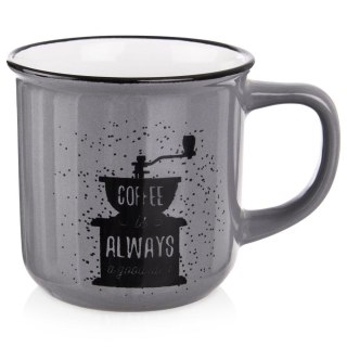 Kubek do Kawy Ceramiczny Szary 370 ml ORION z Dekorem do Zmywarki