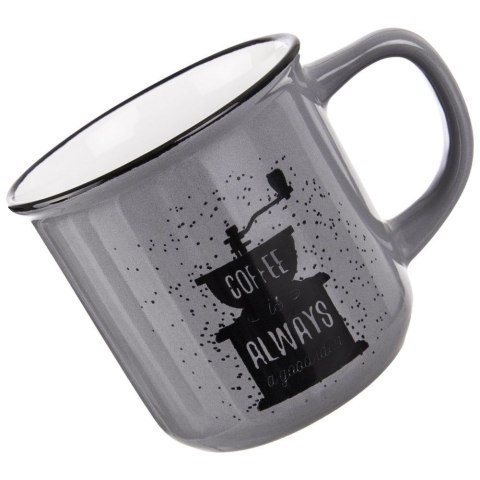 Kubek do Kawy Ceramiczny Szary 370 ml ORION z Dekorem do Zmywarki