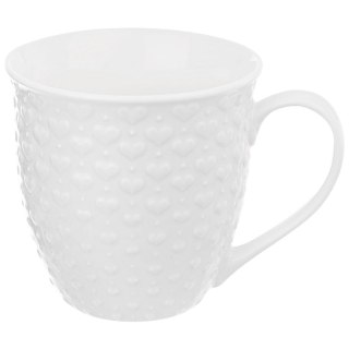 Kubek do Kawy i Herbaty Duży Ceramiczny 580 ml ORION Biały z Serduszkami