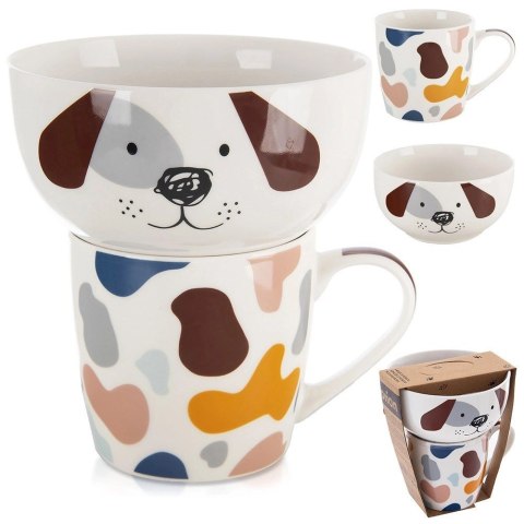 Kubek z Miseczką Porcelanowy 2 el. ORION Pies Zestaw Śniadaniowy