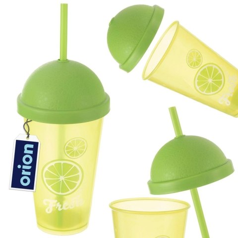 Kubek z Pokrywką i Słomką 450 ml ORION Zielony Nietłukący do Napojów