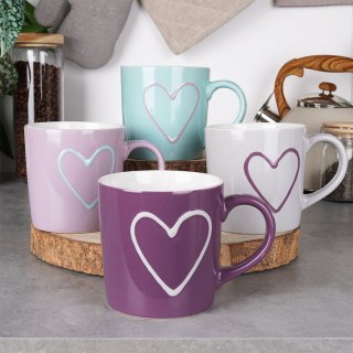 Kubki Ceramiczne 600 ml 4 Szt. ORION Serce Kolorowe Duże