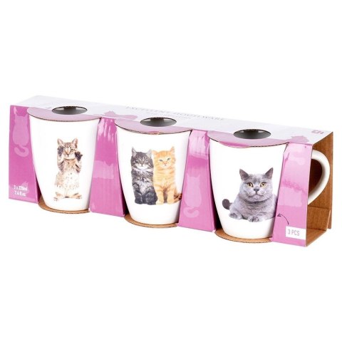 Kubki Ceramiczne Koty 220 ml 3 Szt. ORION do Zmywarki i Mikrofali