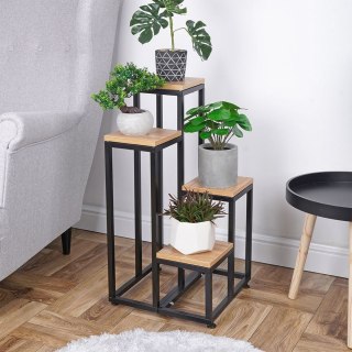 Kwietnik Stojak na Kwiaty 4-Poziomowy Kaskada Metalowy Loft VILDE 69 cm