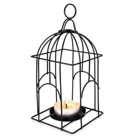 Lampion na Świece Świeczkę Tealight Metalowy Czarny Loft Solidny ORION 25cm
