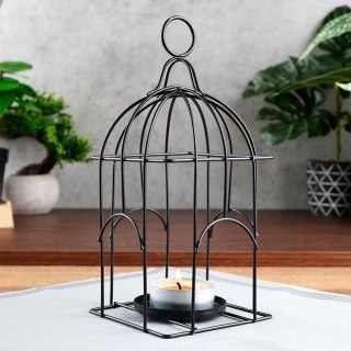 Lampion na Świece Świeczkę Tealight Metalowy Czarny Loft Solidny ORION 25cm
