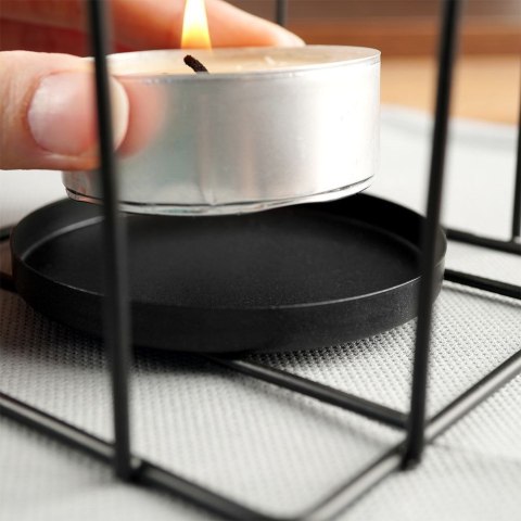 Lampion na Świece Świeczkę Tealight Metalowy Czarny Loft Solidny ORION 25cm