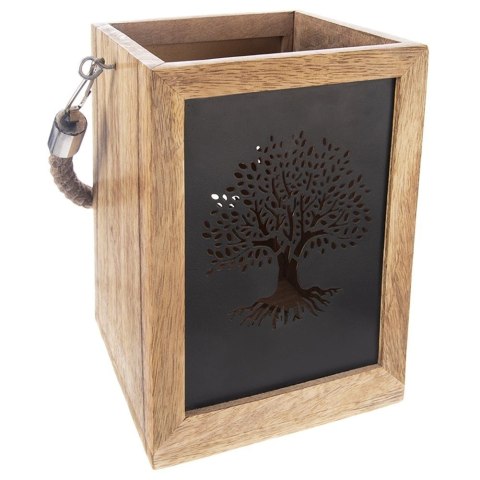 Lampion na Świeczkę Drewniany Mango 20 cm ORION Motyw Drzewa