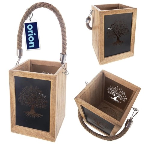 Lampion na Świeczkę Drewniany Mango 20 cm ORION Motyw Drzewa