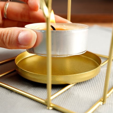 Lampion na Świeczkę Metalowy Złoty 25 cm ORION Klatka na Tealight