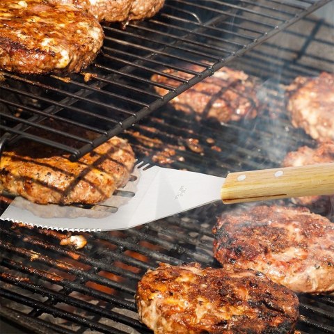 Łopatka do Grilla Stal Nierdzewna 40,5 x 10 cm z Drewnianą Rączką VAGGAN