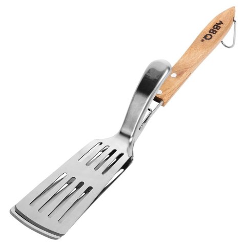Łopatka do Grilla ze Szczypcami 2w1 Stalowa 40 cm Drewniana Rączka BBQ