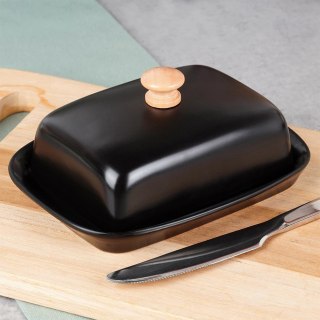 Maselniczka Czarna Ceramiczna z Pokrywką Pojemnik na Masło VILDE 16x12,5 cm