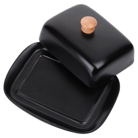 Maselniczka Czarna Ceramiczna z Pokrywką Pojemnik na Masło VILDE 16x12,5 cm