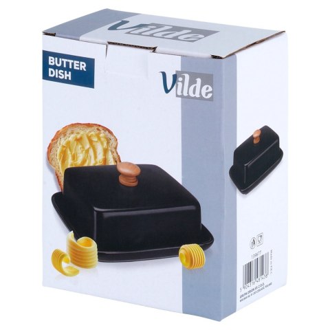 Maselniczka Czarna Ceramiczna z Pokrywką Pojemnik na Masło VILDE 16x12,5 cm