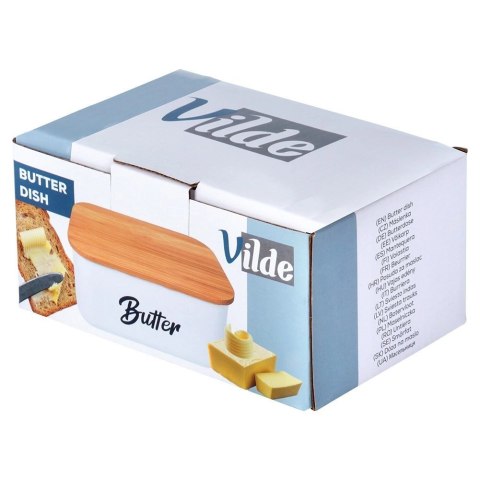 Maselniczka Pojemnik na Masło Stalowa Biała Klasyczna VILDE 15x10x7,5 cm