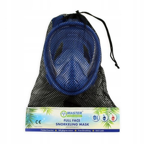Maska do Nurkowania Snorkelingu MASTER Pełnotwarzowa XS Blue