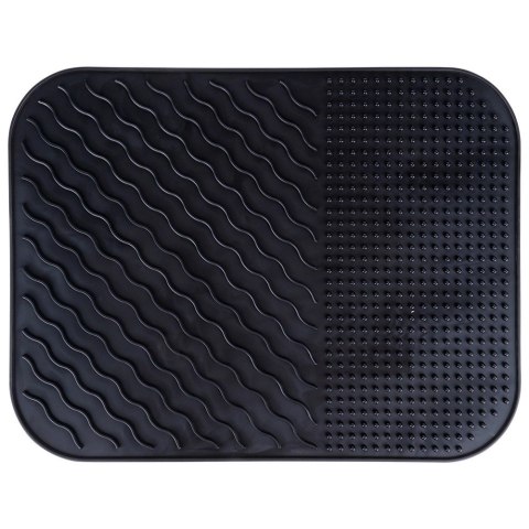 Mata do Suszenia Naczyń 34 x 26,5 cm Silikonowa Czarna z Rowkami VILDE