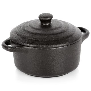 Miseczka do Zapiekania 300 ml Porcelanowa Czarna z Pokrywką VILDE