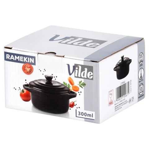 Miseczka do Zapiekania 300 ml Porcelanowa Czarna z Pokrywką VILDE