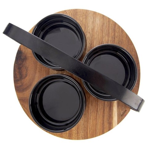 Miseczki na Przekąski BLACK 130 ml Ceramiczne 3 szt na tacy ORION