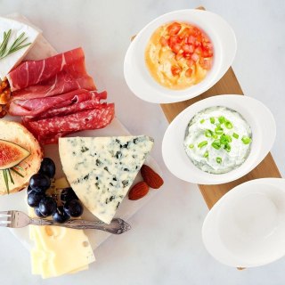 Miseczki na Przekąski WHITELINE 32 cm 7 el na Tacy Bambusowej ORION