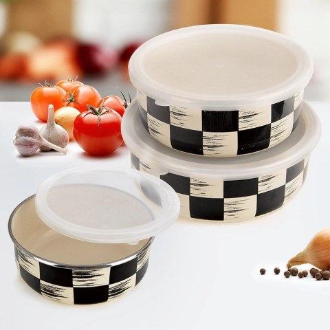 Miska Emaliowana SZACHOWNICA 1,5 L z Pokrywką Żaroodporna Zmywarka ORION