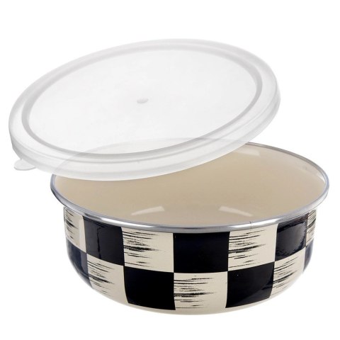 Miska Emaliowana SZACHOWNICA 800 Ml z Pokrywką Żaroodporna Zmywarka ORION