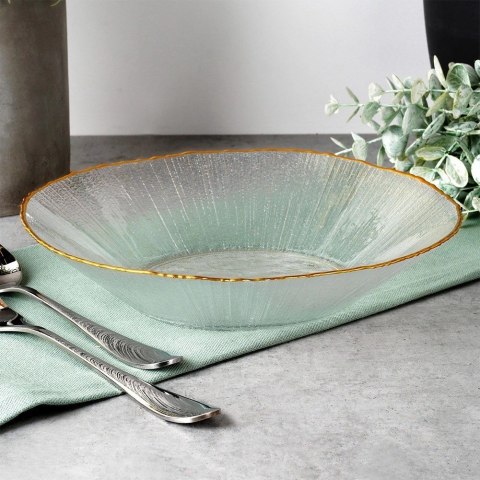 Miska Sałatkowa 20,5 cm 500 ml Szkło Złoty Rant Dekor VILDE