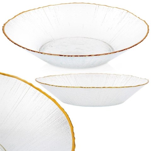 Miska Sałatkowa 20,5 cm 500 ml Szkło Złoty Rant Dekor VILDE